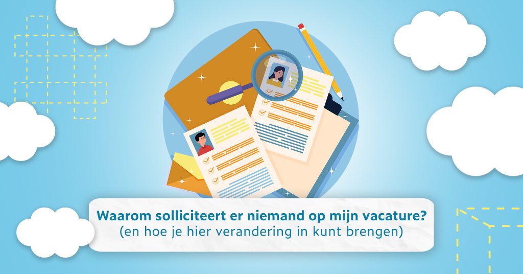 afbeelding met tekst ''waarom solliciteert er niemand op mijn vacatures? (en hoe je hier verandering in kunt brengen). Tips van Communiteers, marketingbureau.